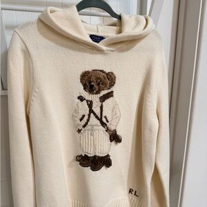 Polo by Ralph Lauren Women's Cream Sweater with Bear Motif